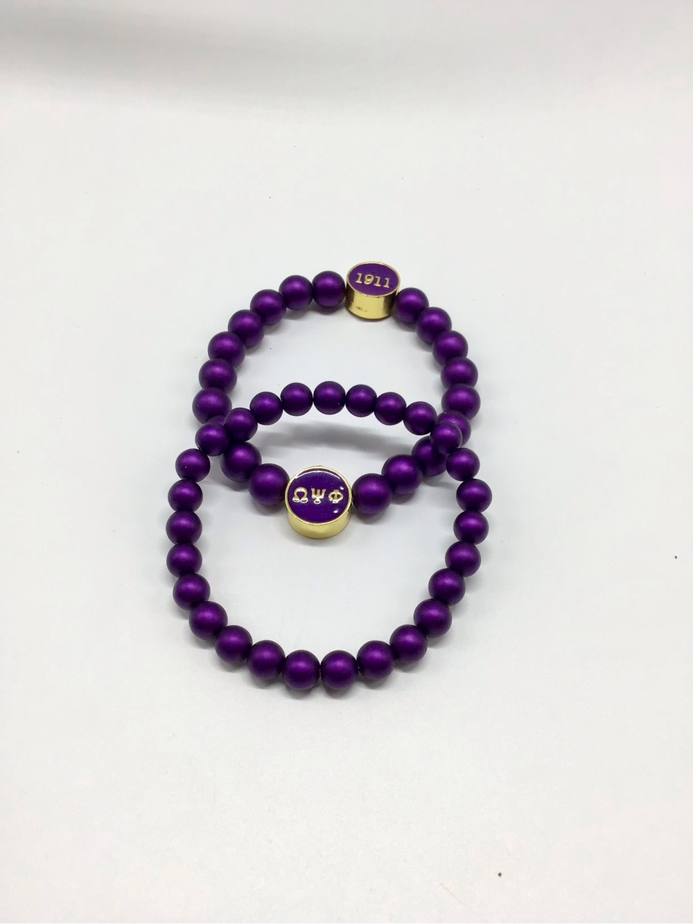 Omega Psi Phi Purple Beaded Stackable Bracelets